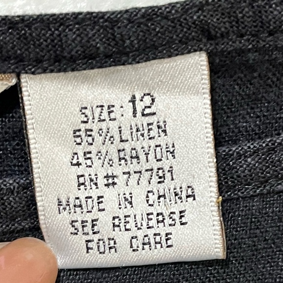 Peter Martin Black Linen Blend Embroidered Animal Pants - Size 12 - Picture 5 of 12